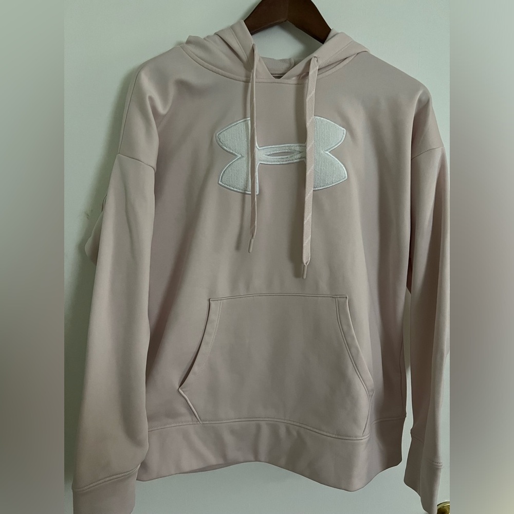 Under Armour Light Pink Hooded Loose Coldgear Sweatshirt, Size M